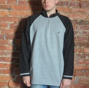 Nautica Quarter Zip Pullover Sweater Gray & Black